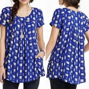 ANTHROPOLOGIE HOLDING HORSES Abstractions Swing Tunic Blouse, Womens Size S